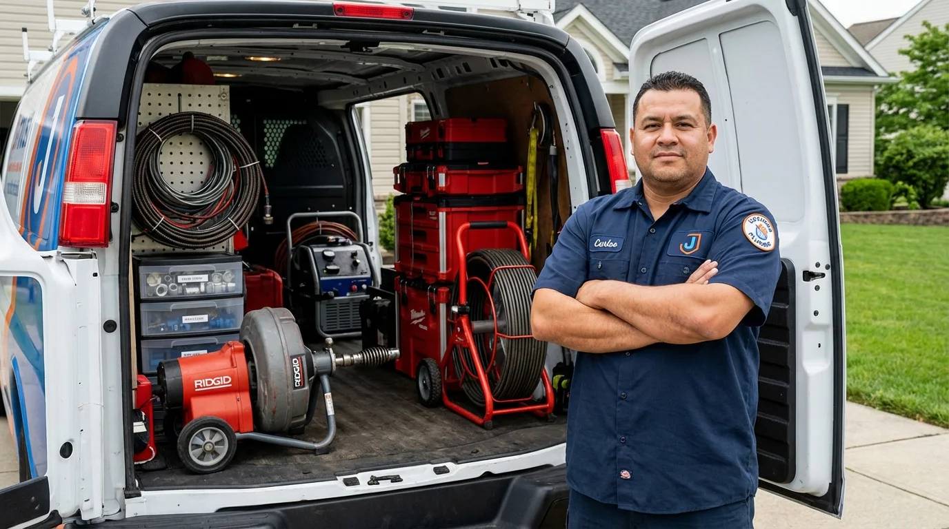 Professional drain cleaning equipment and Johns Plumbing LLC plumber in Stanwood