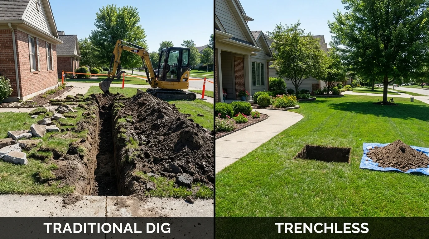 Trenchless sewer repair with minimal yard damage versus traditional excavation in Stanwood, WA